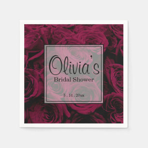 Dark deep red magenta burgundy roses  napkin