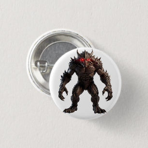 Dark Demon Monster with Glowing Red Eyes Fantasy C 3 Cm Round Badge
