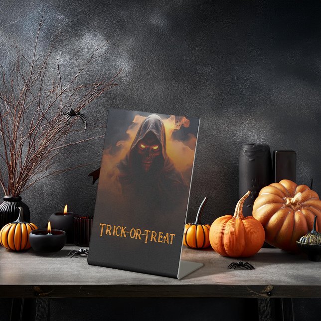 Dark demon with orange smoke halloween pedestal sign (Creator Uploaded)