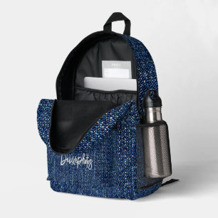 Dark Denim Printed Backpack