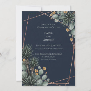 Dark Desert Agave Cactus Wedding Invitation