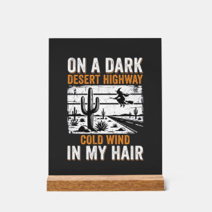 Dark Desert Highway Cactus Sunset Design_1 Acrylic Sign