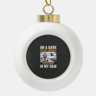Dark Desert Highway Cactus Sunset Design_1 Ceramic Ball Christmas Ornament