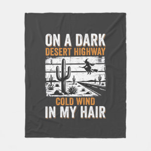 Dark Desert Highway Cactus Sunset Design_1 Fleece Blanket