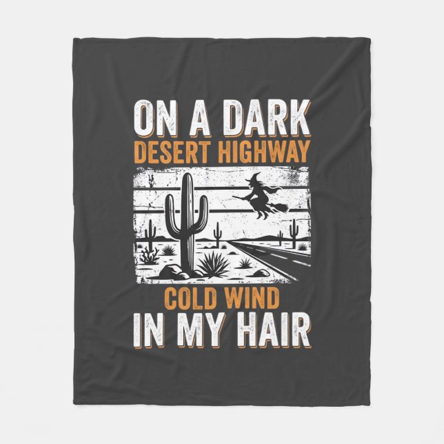 Dark Desert Highway Cactus Sunset Design_1 Fleece Blanket (Front)