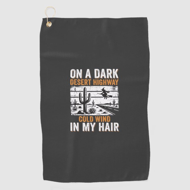 Dark Desert Highway Cactus Sunset Design_1 Golf Towel (Front)