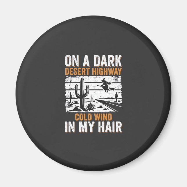 Dark Desert Highway Cactus Sunset Design_1 Magnet (Front)