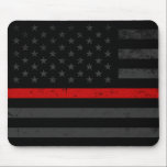 Dark Distressed Fire Fighter Flag Mouse Pad<br><div class="desc">A dark distressed style Firefighter flag office mousepad.</div>