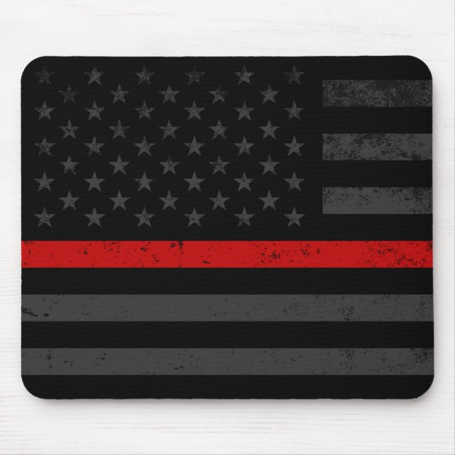 Dark Distressed Fire Fighter Flag Mouse Pad (Front)
