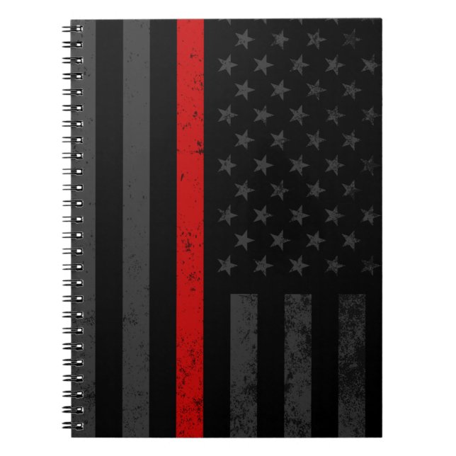 Dark Distressed Fire Fighter Flag Notebook (Front)