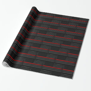 Dark Distressed Fire Fighter Flag Wrapping Paper