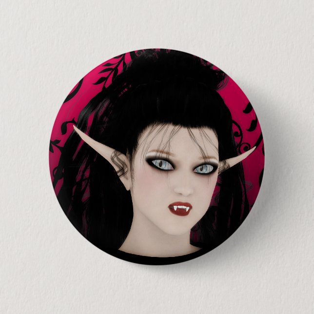 Dark Diva Gothic Art Vampire 6 Cm Round Badge (Front)