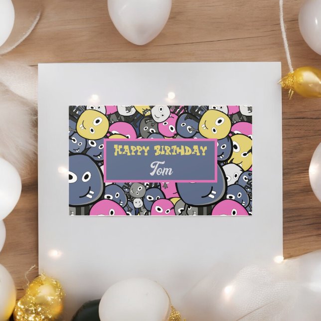Dark Doodle Monster Cartoon Rectangular Sticker (halloween event party theme sticker,birthday party sticker,gift pack,envelope,return gift sticker)