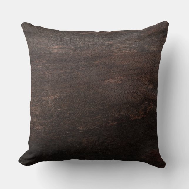 Dark Down Wood Throw Pillow (Front)