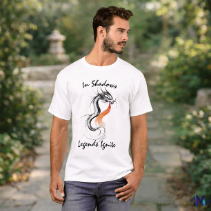 Dark Dragon Ink Art – Minimal Legendary Fantasy  T-Shirt