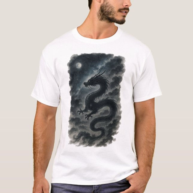 【Dark Dragon Japanese Ink Art Men’s T-Shirt】 T-Shirt (Front)