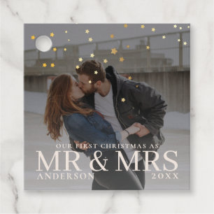 Dark Dusky Couple Photo with Stars for Christmas Favour Tags
