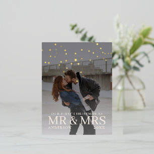 Dark Dusky Couple Photo with Stars for Christmas  Foil Holiday Postcard