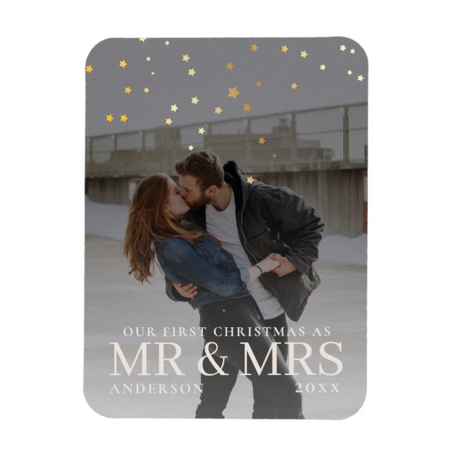 Dark Dusky Couple Photo with Stars for Christmas  Magnet (Vertical)