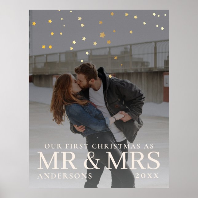 Dark Dusky Couple Photo with Stars for Christmas Poster (Front)