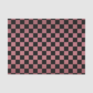 Dark Dusty Rose and Black Checks Tissue Paper