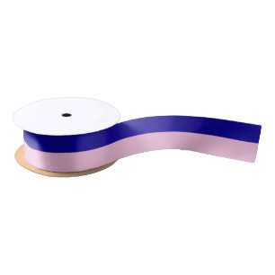 Dark Earth Blue and Cotton Candy Pink Stripes Satin Ribbon