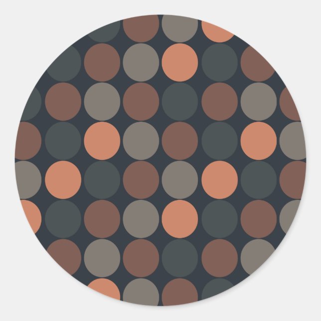 Dark Earth Geometric Circle Dots Design  Classic Round Sticker (Front)