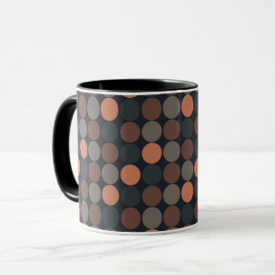 Dark Earth Geometric Circle Dots Design Mug