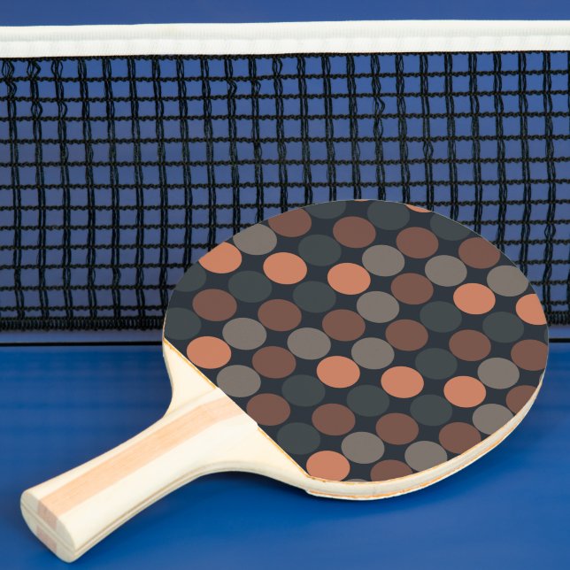 Dark Earth Geometric Circle Dots Design  Ping Pong Paddle (Insitu)