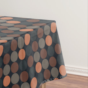 Dark Earth Geometric Circle Dots Design Tablecloth