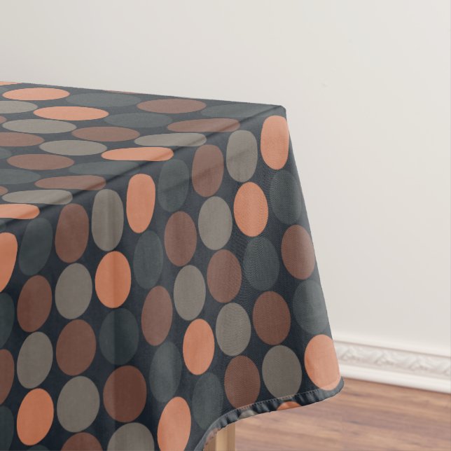 Dark Earth Geometric Circle Dots Design  Tablecloth (In Situ)