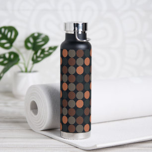 Dark Earth Geometric Circle Dots Design Water Bottle