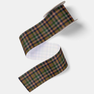 Dark Earth Gingham Plaid Check Design Satin Ribbon