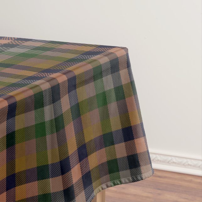 Dark Earth Gingham Plaid Check Design  Tablecloth (In Situ)