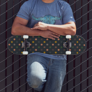 Dark Earth Tone Woodlands Polka Dots Design Skateboard