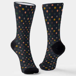 Dark Earth Tone Woodlands Polka Dots Design Socks