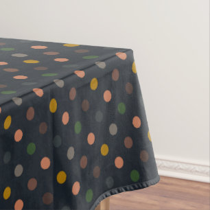 Dark Earth Tone Woodlands Polka Dots Design Tablecloth