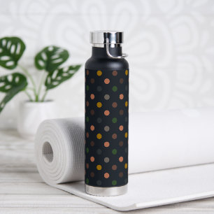 Dark Earth Tone Woodlands Polka Dots Design Water Bottle