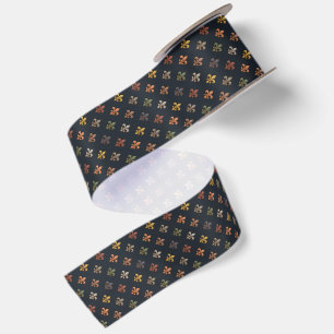 Dark Earth Woodlands Fleur-de-lis Design  Satin Ribbon