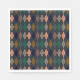Dark Earth Woodlands Harlequin Diamonds Napkin