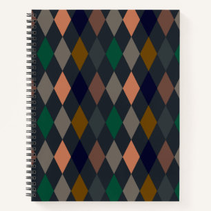 Dark Earth Woodlands Harlequin Diamonds Notebook