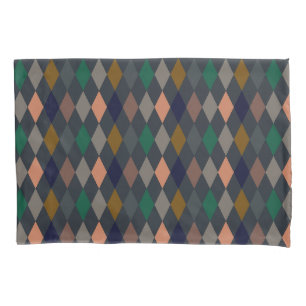 Dark Earth Woodlands Harlequin Diamonds Pillowcase