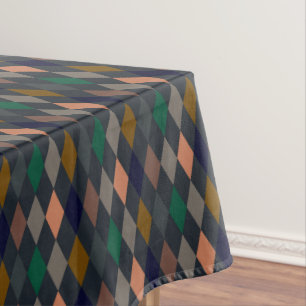 Dark Earth Woodlands Harlequin Diamonds Tablecloth