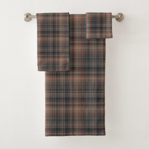 Dark Earth Woodlands Plaid Tartan Bath Towel Set