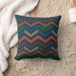 Dark Earth Woodlands Zigzag Chevron  Cushion
