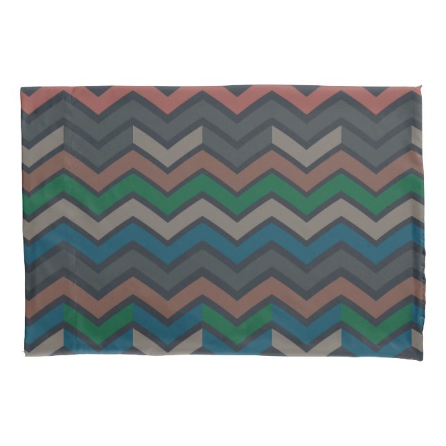 Dark Earth Woodlands Zigzag Chevron  Pillowcase (Front)