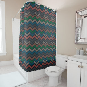 Dark Earth Woodlands Zigzag Chevron Shower Curtain