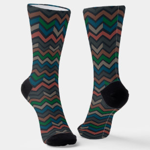 Dark Earth Woodlands Zigzag Chevron  Socks