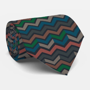 Dark Earth Woodlands Zigzag Chevron  Tie