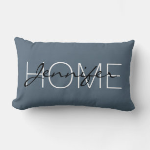 Dark electric blue colour home monogram lumbar cushion